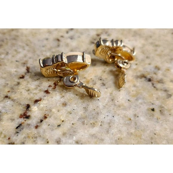 JJG Jonette Jewelry Bee Shaped Clip on Earrings. Yellow and Clear Rhinestones. - Picture 8 of 12